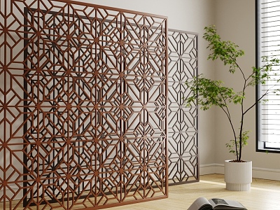 New Chinese-style partition metal partition 3d model