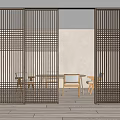 Modern Wooden Sliding Doors With Grid Design For Interior Space Partitioning
