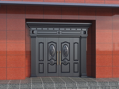 Door Main Door Entrance Door Main Door Lantern Building Entrance Steps Building Effect Diagram 3d model