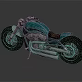 Vintage Teal Cruiser Motorcycle Design Featuring Leather Seat Chrome Exhaust And Reflective Surface