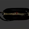 Stylish Black Handbag With Gold Metal Accents Red Decoration And Shoulder Strap