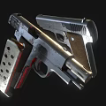 Vintage Metal Pistol Featuring Detachable Magazine And Detailed Grip Design