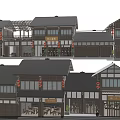 Traditional Ancient Architecture Featuring Black Tiled Roofs Wooden Structure And Red Lanterns