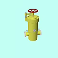 Yellow Cylindrical Industrial Pressure Vessel With Pressure Gauge And Pipe Connections