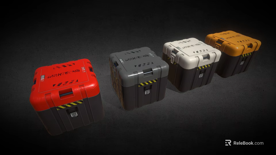 High Quality Hardware Toolboxes in Red Gray White and Orange Colors 3d model 