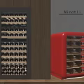 Modern Black Built in and Red Freestanding Wine Coolers With Multiple Bottle Racks