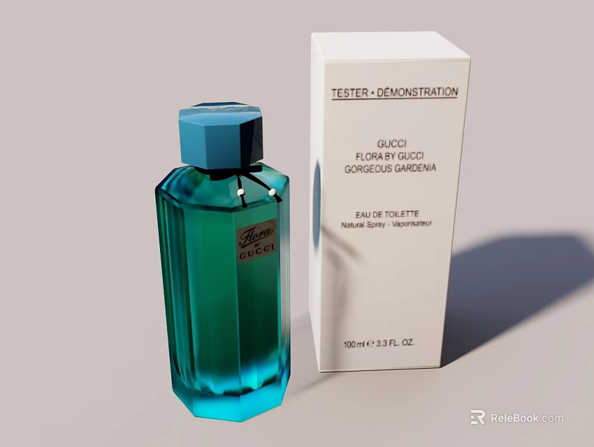 Blue Gucci Perfume Bottle With White Tester Box 3d model 