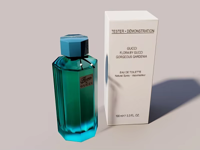 Blue Gucci Perfume Bottle With White Tester Box 3d model