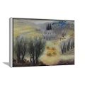 Rustic Landscape Paintings With Trees Animals Paths Houses Lakes And Hills