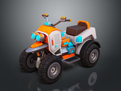 Rugged Mountain Terrain Perfect For Off Road ATV With Large Tires And Orange White Design 3d model