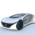 Mercedes Futuristic Concept Car With Sleek Design White Body And Blue Wheels