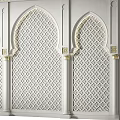 Three Traditional Ornate Arches With Intricate Patterns And Gold Accents