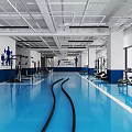 Modern Gym Interior With Fitness Equipment Battle Ropes And Blue Floor