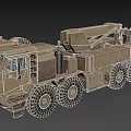 Camouflage Military Heavy Duty Truck Featuring Crane And Eight Large Wheels