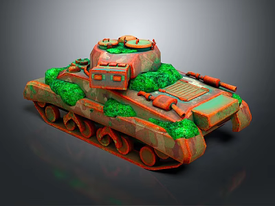 3D Rendered Tank With Camouflage And Greenery 3d model 3D Rendered Tank With Camouflage And Greenery 3d model