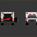 Ambulance Emergency Vehicles with Open Rear Door and Red Medical Stretcher