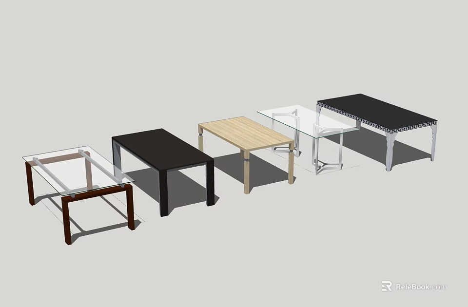 Different Tea Tables And Chairs With Various Materials And Modern Designs 3d model