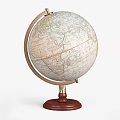 Decorative Globe Ornament Set With Wooden Base Metal Stand And Map Details