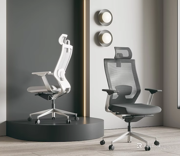 Ergonomic Mesh Back Office Chairs With Adjustable Design In Modern Office Space 3d model