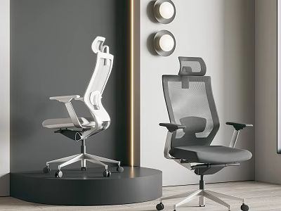 Ergonomic Mesh Back Office Chairs With Adjustable Design In Modern Office Space 3d model