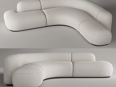 Modern White Curved Fabric Sectional Sofa For Living Room Interior Design 3d model