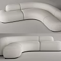 Modern White Curved Fabric Sectional Sofa For Living Room Interior Design
