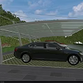 Green Covered Parking Lot With Transparent Canopy Parked Cars Grid Patterned Ground And Grass