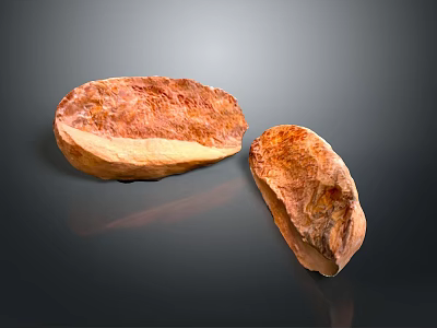 Two Natural Wooden Stone Pieces With Brown Textured Surface And Decorative Look 3d model