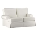 Modern White Two Seater Sofa With Armrests And Skirted Base Design 3d model