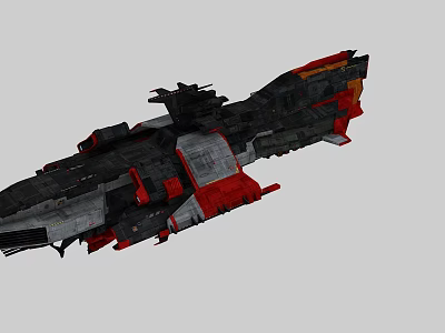 Sci Fi Spaceship Design With Black Red Gray Mechanical Structure And Details 3d model