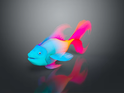 Vibrant Colorful Tropical Fish With Blue Pink Orange Hues And Reflection 3d model