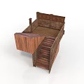 Wooden Scene Structure With Staircase Platform And Brown Frame Details
