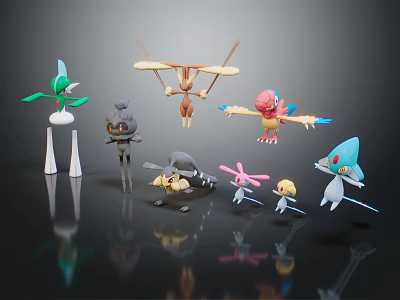 Colorful Fantasy Creature And Character Figures With Diverse Vibrant Designs 3d model