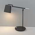 Black Adjustable Arm Desk Lamp with Square Shade Round Base and Illuminated Light