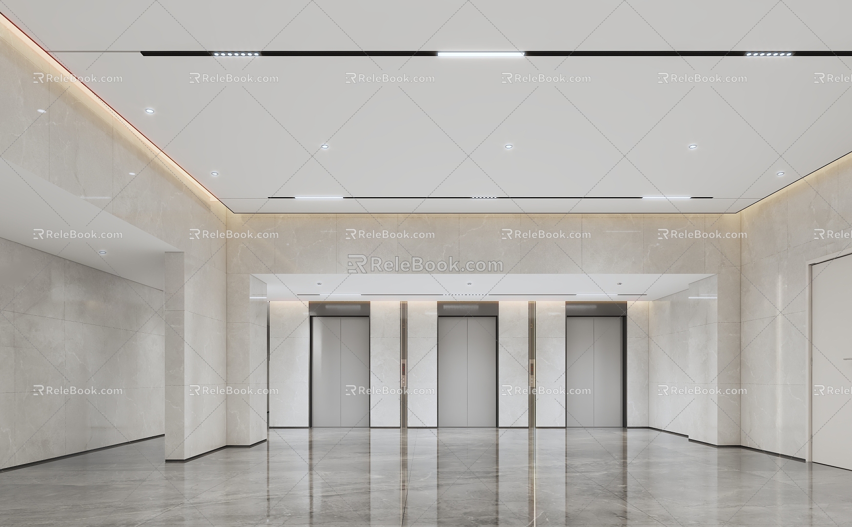 Elevator hall of residential hall 3d model