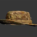 Camouflage Print Wide Brim Hat with Adjustable Strap and Outdoor Fashion Design