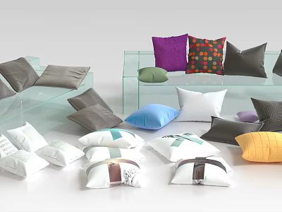 Colorful Decorative Throw Pillows With Various Patterns For Sofa And Home Decor 3d model