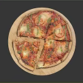 Delicious Freshly Baked Pizza With Tomato Sauce Cheese Ham Slices On Wooden Board