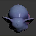 Cute Blue Elephant Doll Character With Pink Ears Shiny Surface And Small Tusks