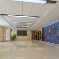 Bright Spacious Modern Public Service Hall With Marble Floor Green Plants And Service Windows