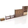 Vintage Wooden Furniture Set Featuring Cabinet Shelf Rack Chest And Bookshelf With Drawer