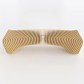 Modern Wooden Public Chair With Curved Shape And Striped Design