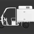 White Three Wheeler Delivery Vehicle With Cargo Box And Open Cabin