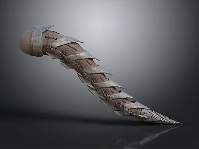 Ancient Weapon With Steel Plates Leather Straps And Pointed End Design 3d model