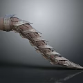 Ancient Weapon With Steel Plates Leather Straps And Pointed End Design