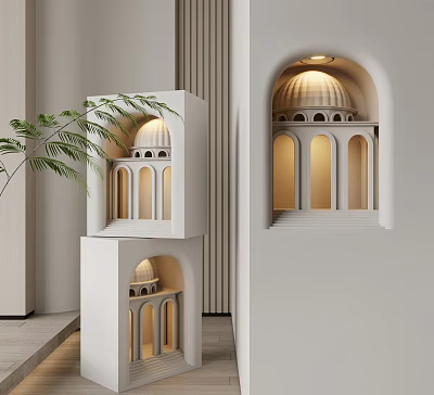 Elegant Modern Wall Lamps With Arch Design And White Finish For Interior Decor 3d model