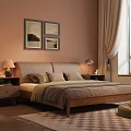 Modern Bedroom With Brown Leather Headboard Wooden Frame Nightstands Lamps Rug And Bean Bag Chair