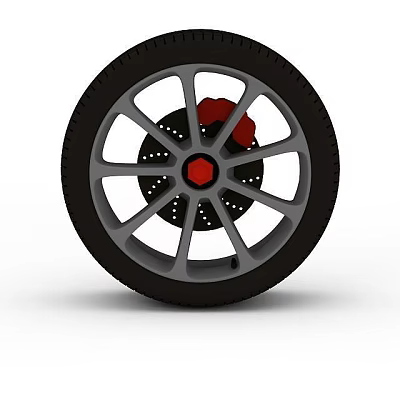 Car tires with calipers 3d model