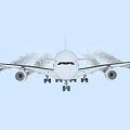 Large Commercial Airliner Featuring Four Engines Extended Landing Gear And White Exterior In Flight