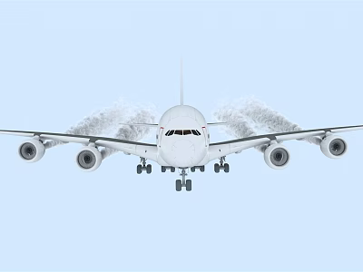Large Commercial Airliner Featuring Four Engines Extended Landing Gear And White Exterior In Flight 3d model